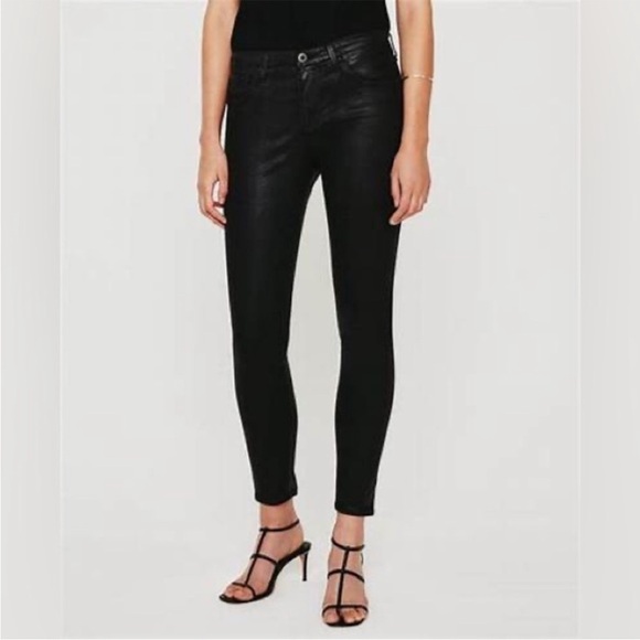 AG ADRIANO GOLDSCHMIED Legging Ankle Super Skinny Leatherette Jean Size 24R New - Picture 1 of 16